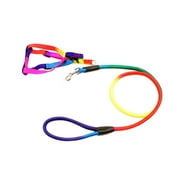 Rainbow Color Dogs Collars Leads Puppy Harness Leashes Chest Straps Pet Traction Ropes Dog Supplies - Size