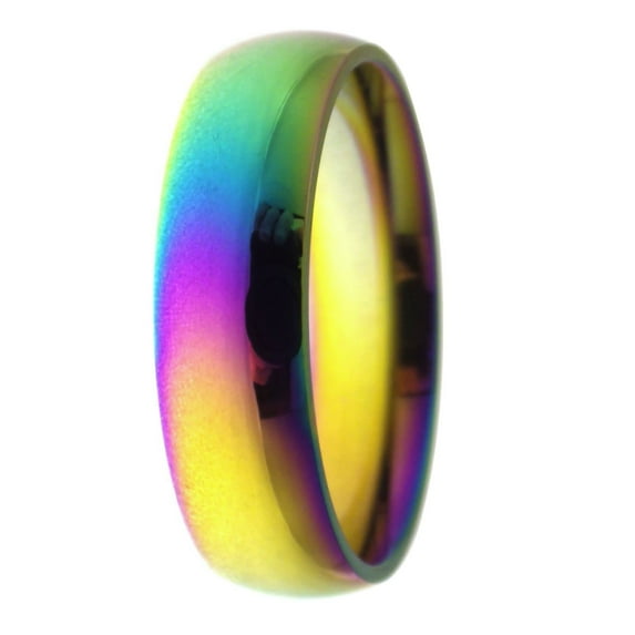 Rainbow Ring Womens Mens Stainless Steel Promise Wedding Band Fantasy Forge Jewelry