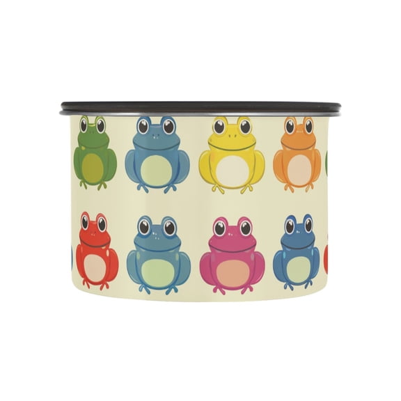 Rainbow Color Frog Airtight Coffee Bean Canister 17oz Food Storage Containers with Lids For Gournd, Tea, Sugar, Flour, Rice, Cereal, Candy Cookie Jar