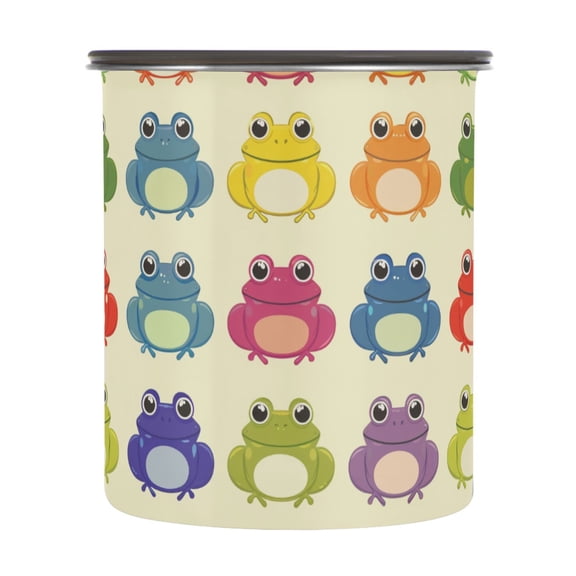 Rainbow Color Frog Airtight Coffee Bean Canister 30oz Food Storage Containers with Lids For Gournd, Tea, Sugar, Flour, Rice, Cereal, Candy Cookie Jar