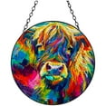 thumbnail image 1 of Rainbow Color Highland Cattle Stained Glass Suncatcher Handmade Window Hanging Colored Glass Suncatcher Crafts Kits for Indoor Garden Decor Memorial Gift 16x16cm(1), 1 of 7