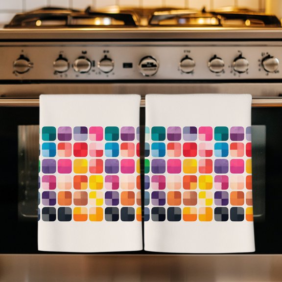 Rainbow Color Kitchen Towels Set of 4, Modern Abstract Minimalist Cream Absorbent Dish Towels for Kitchen, Microfiber Hand Towel, Quick Drying Tea Towel for Cleaning Decorative Dishcloths