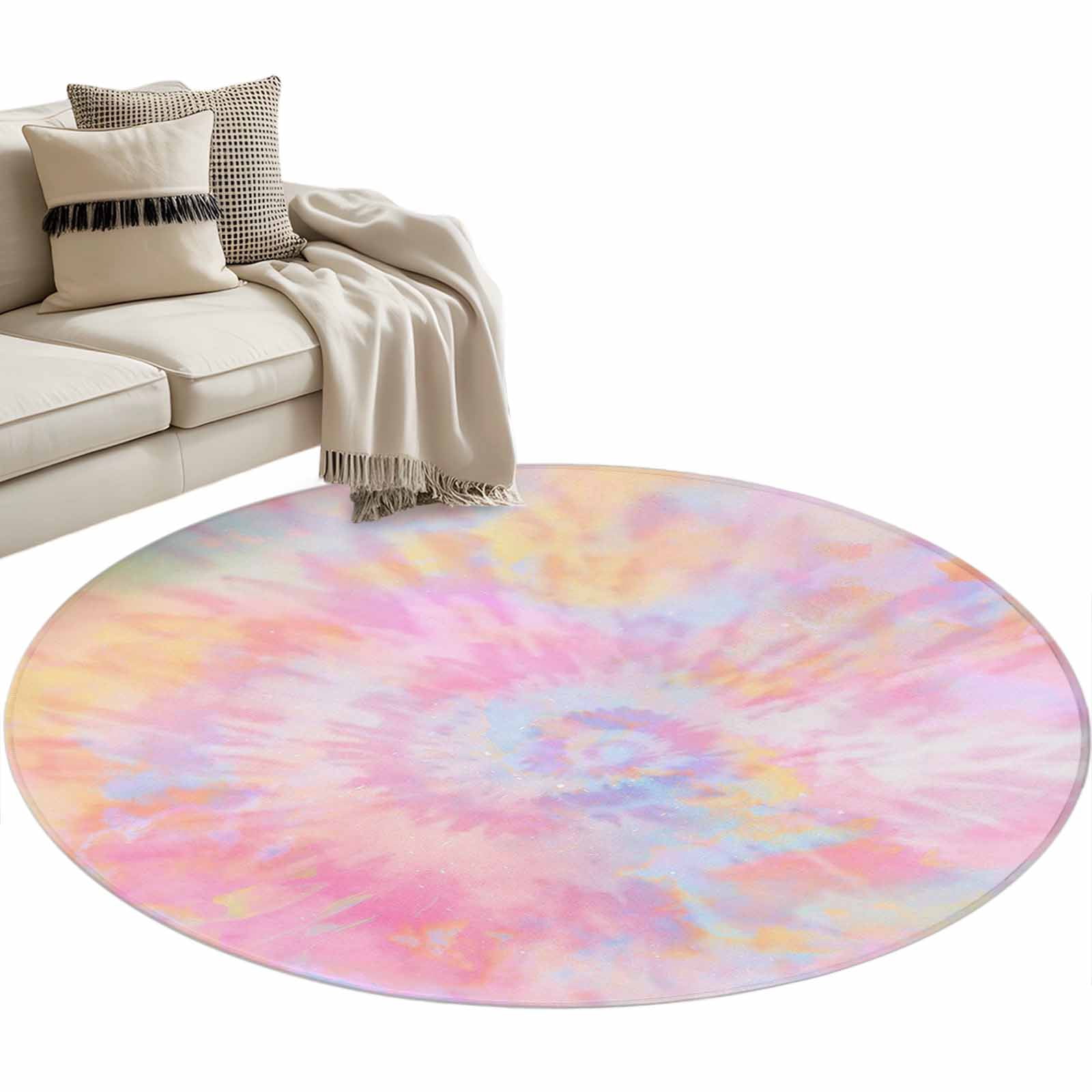 Large Round Area Rug Colorful Rainbow Color Large Area Rugs for Bedroom Living Room, Soft Non Slip ...