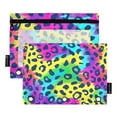 thumbnail image 1 of Rainbow Color Leopard 2 Pack Pencil Pouch for 3 Ring Binder Smooth Zipper Folders with Pockets Clear Window Pencil Case, 1 of 6