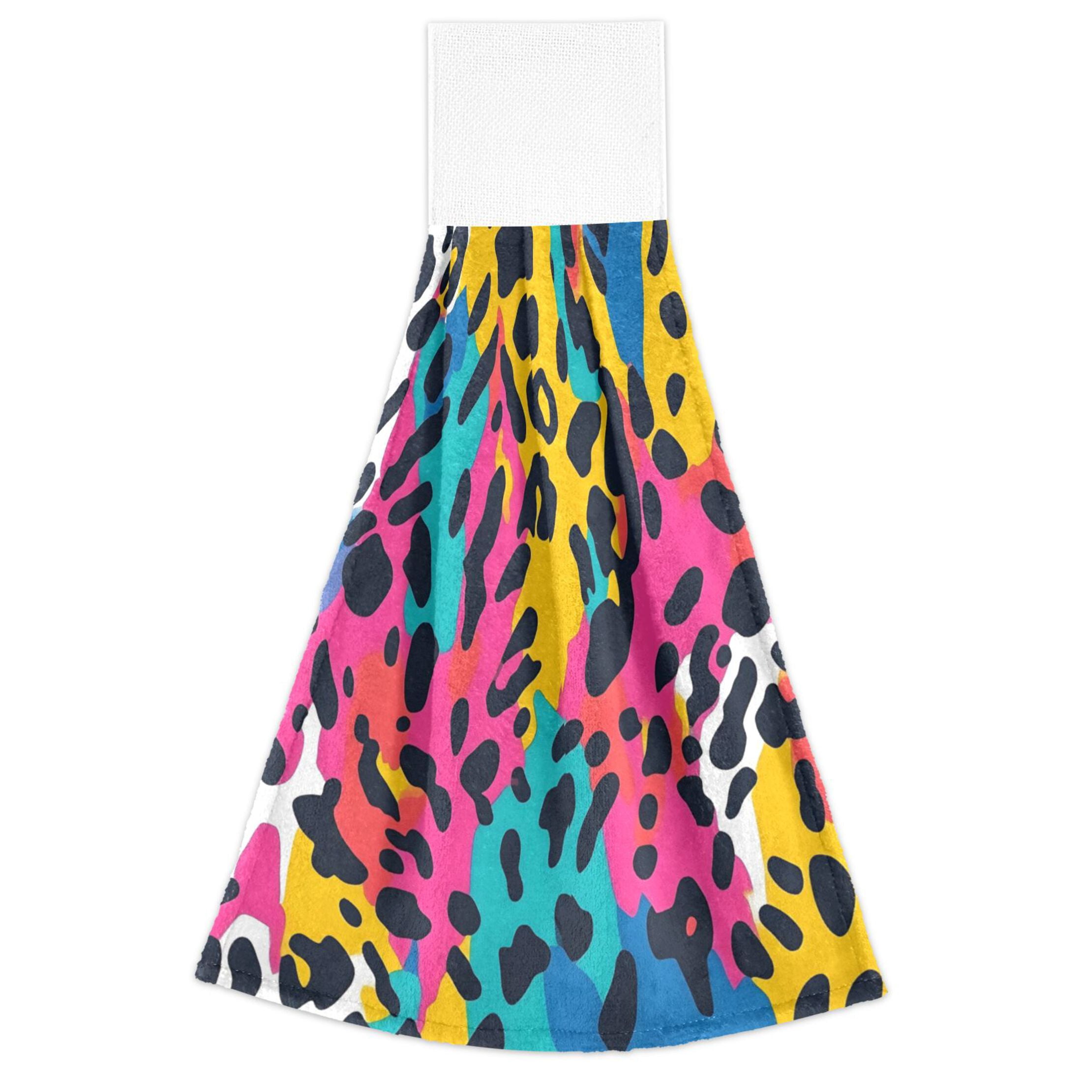 Rainbow Color Leopard Print Hand Towels 2 Pack Quick Dry Velvet Soft ...