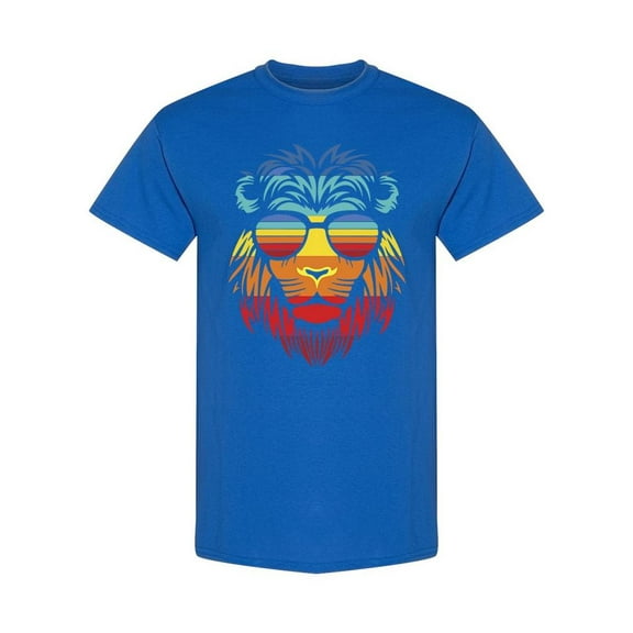 Rainbow Color Lion Graphic T-Shirt Men -Image by Shutterstock, Male Small