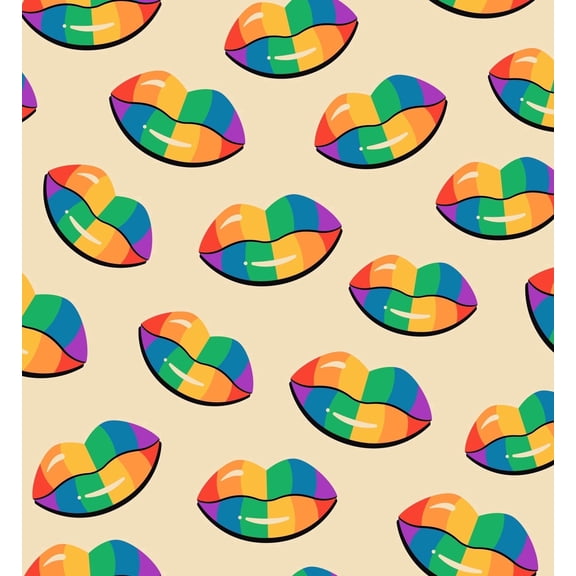 Rainbow Color Lips Pattern Edible Icing Image Cake Topper, by Tnct.