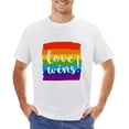 thumbnail image 1 of Rainbow Color Love Wins LGBT Culture Gay Pride Men’s T-Shirt 100% Cotton Casual Short Sleeve Tops Gift Tee White L, 1 of 5