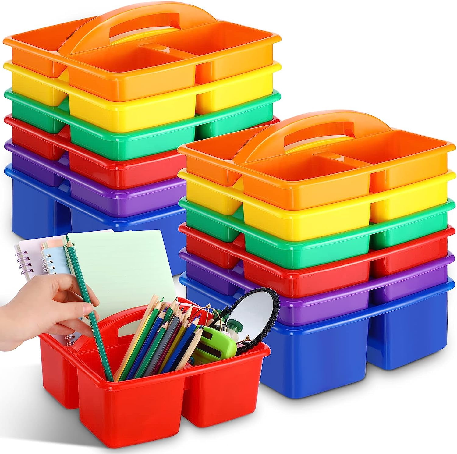 Classroom Stacking Bins, 12-Pack - Rainbow
