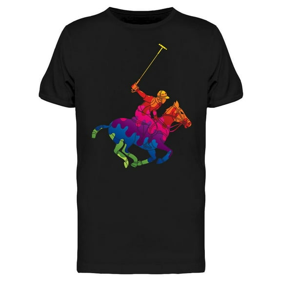 Rainbow Color Polo Player T-Shirt Men -Image by Shutterstock, Male x-Large
