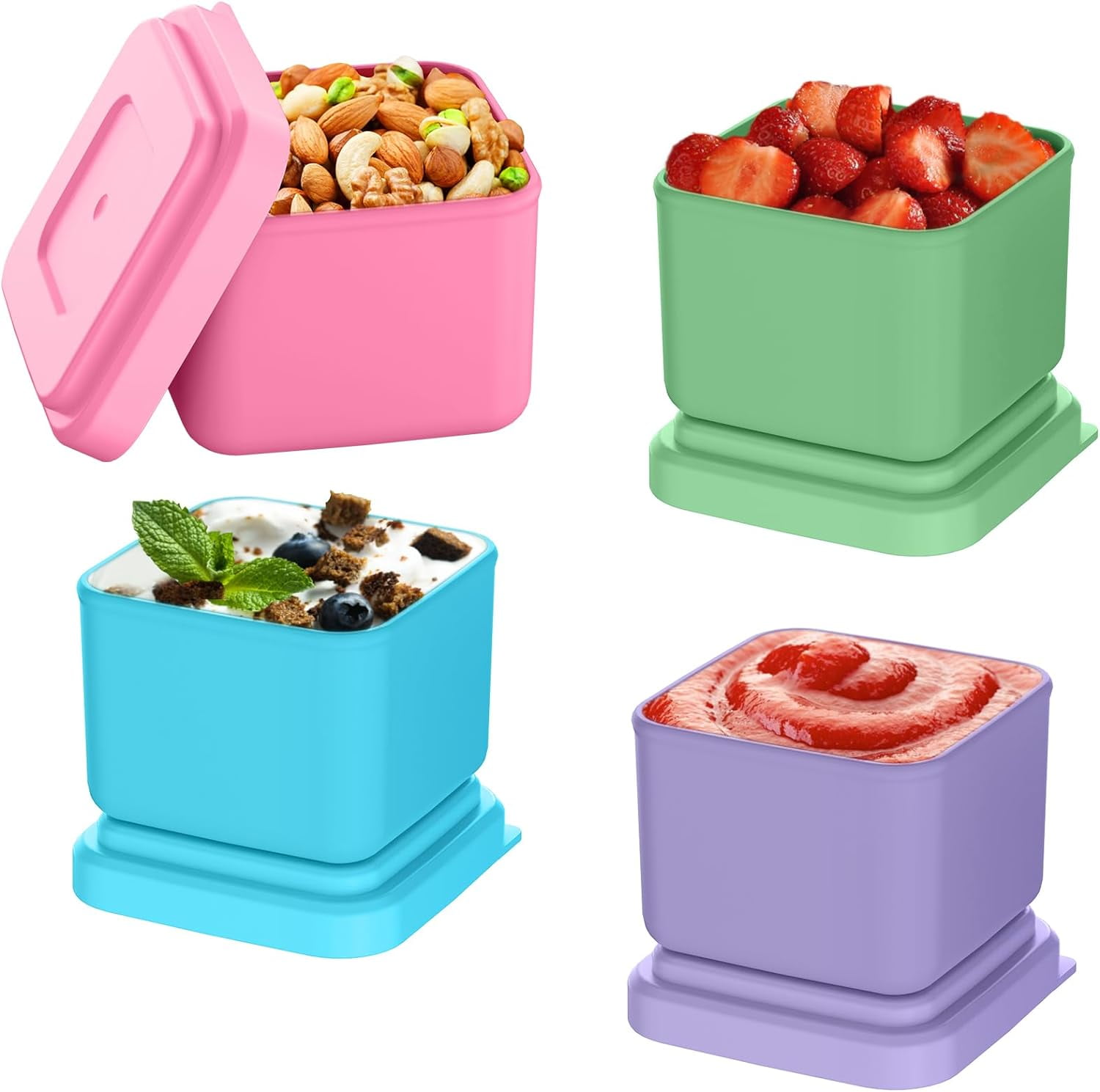 Rainbow Color Salad Dressing Container To Go 4Pack Small Condiment