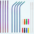 thumbnail image 1 of Rainbow Color Stainless Steel Straws, 12-inch, Set of 8, Reusable Metal Drinking Straws for Tumblers, 1 of 5