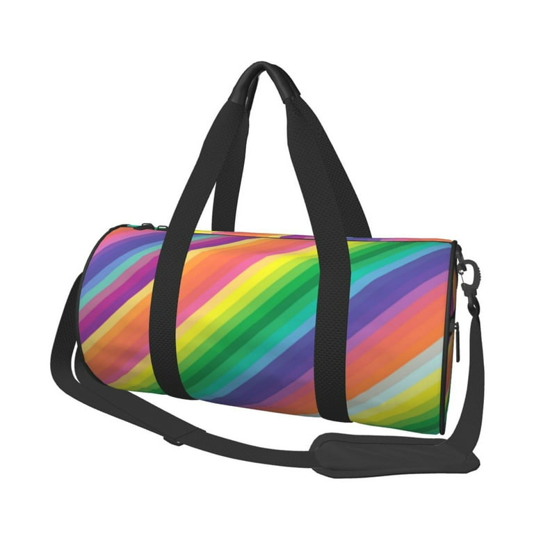 Rainbow Color Stripes Background Circular Canvas Travel Luggage Bag Weekender Overnight Bag Gym Carry On Duffel Bags Walmart