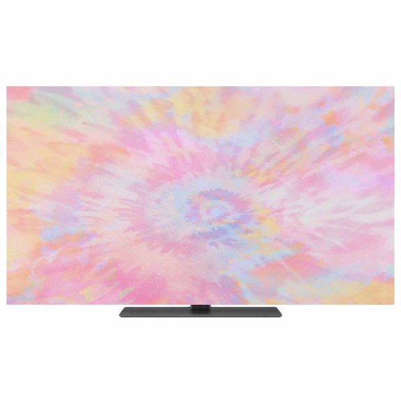 Rainbow Color TV Dust Cover, Stretchable TV Screen Desktop Computer Protector Cover, Fantasy Colorful Ombre Swirl Television Dustproof Slipcover Indoor Outdoor for 70–75 Inch Flat or Curved TVs