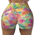 thumbnail image 1 of Rainbow Color Tie Dye Hippie Workout Shorts For Women Scrunch Butt Lifting Yoga Gym Seamless Booty Biker Shorts Small, 1 of 9