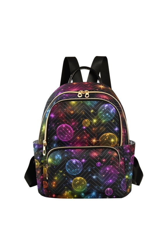 Rainbow Colored Bubbles Quilted Backpack Fashion Daypack Commuter Bag for Women 8.5 L