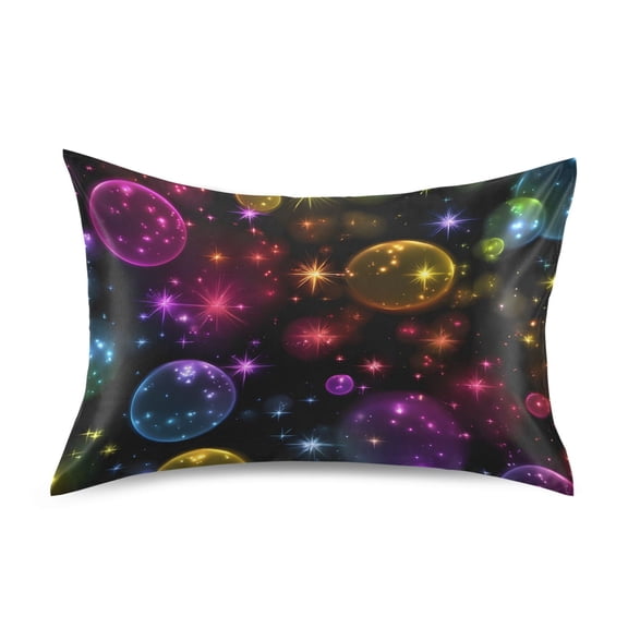 Rainbow Colored Bubbles Satin Pillowcase Envelope Design Pillow Covers 1 Pack Queen Size 20" x 30"