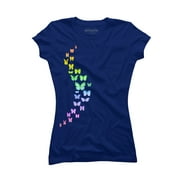 Rainbow Colored Butterflies Juniors Royal Blue Graphic Tee - Design By Humans  XL