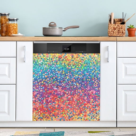 Rainbow Colored Dots Dishwasher Magnet Refrigerator Magnetic Cover Washing Machine Magnet Sticker Kitchen Decor