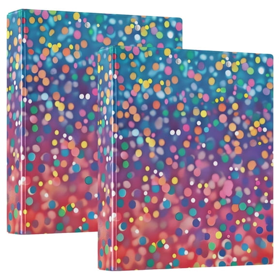Rainbow Colored Dots Round Ring Binder 3 Rings 1.5" Capacity File Storage for A4 Size 1 Pack
