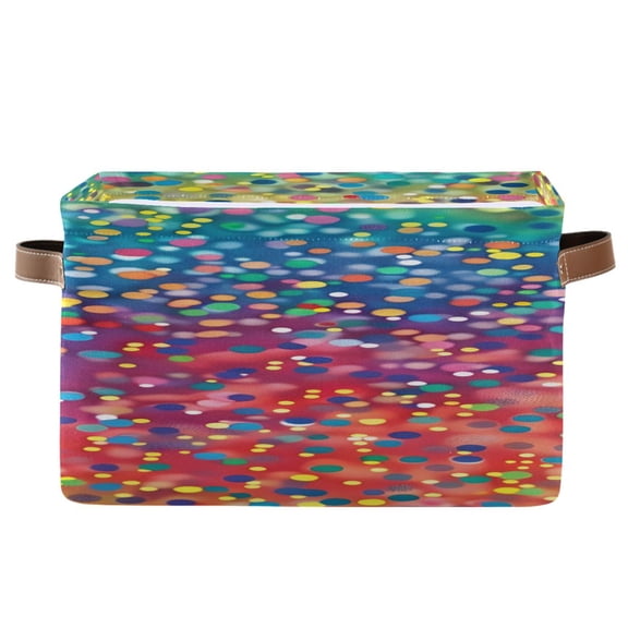 Rainbow Colored Dots Square Storage Bins with Handles Collapsible Containing Box 1 Pack