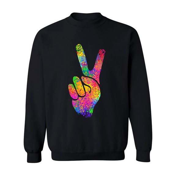 Rainbow Colored Peace Sign Sweatshirt Men -Image by Shutterstock, Male Small