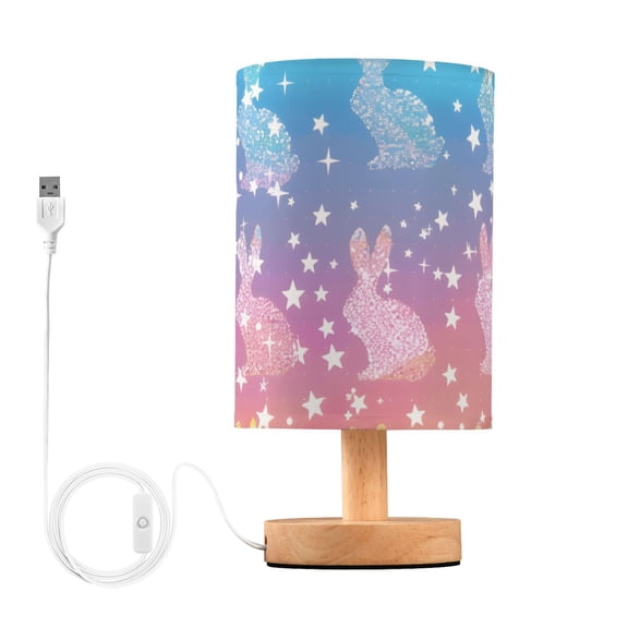 Rainbow Colored Shining Rabbits Table Lamp with USB Port LED Warm Light Lamp Night Light Home Decor