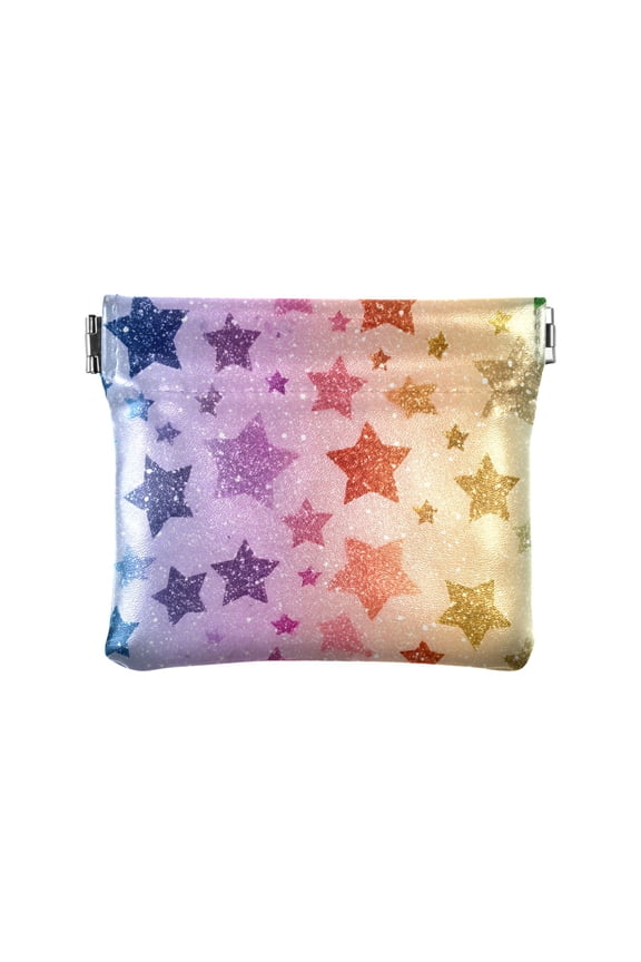 Rainbow Colored Shining Stars Women's Coin Purses Change Pouches Wallets Makeup Bags Portable Jewelry Bags Cosmetic Accessories