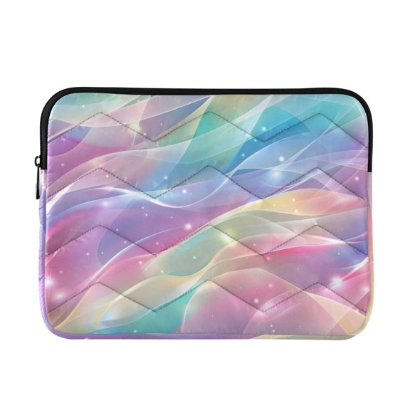 Rainbow Colored Stream Lines Quilted Laptop Protective Cases Computer Sleeves Tablet Bags Briefcases M