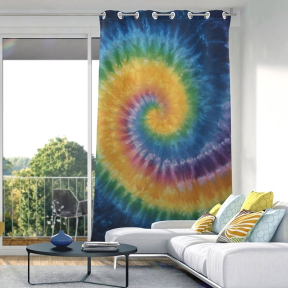 Rainbow Colored Tie Dye Curtain Light Filtering Thermal Insulated Drapes with Grommets 1 Panel 84" x 52"