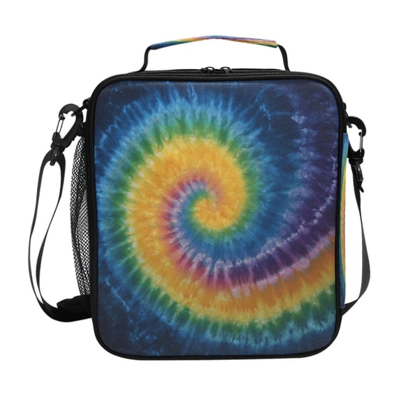 Rainbow Colored Tie Dye Insulated Lunch Bag Reusable Lunch Box Lunch Container with Straps