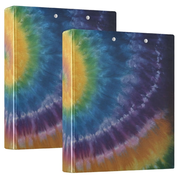 Rainbow Colored Tie Dye Round Ring Binder 3 Rings 1.5" Capacity File Storage for A4 Size 1 Pack
