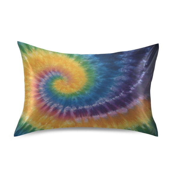 Rainbow Colored Tie Dye Satin Pillowcase Envelope Design Pillow Covers 1 Pack Queen Size 20" x 30"