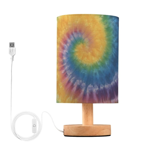 Rainbow Colored Tie Dye Table Lamp with USB Port LED Warm Light Lamp Night Light Home Decor