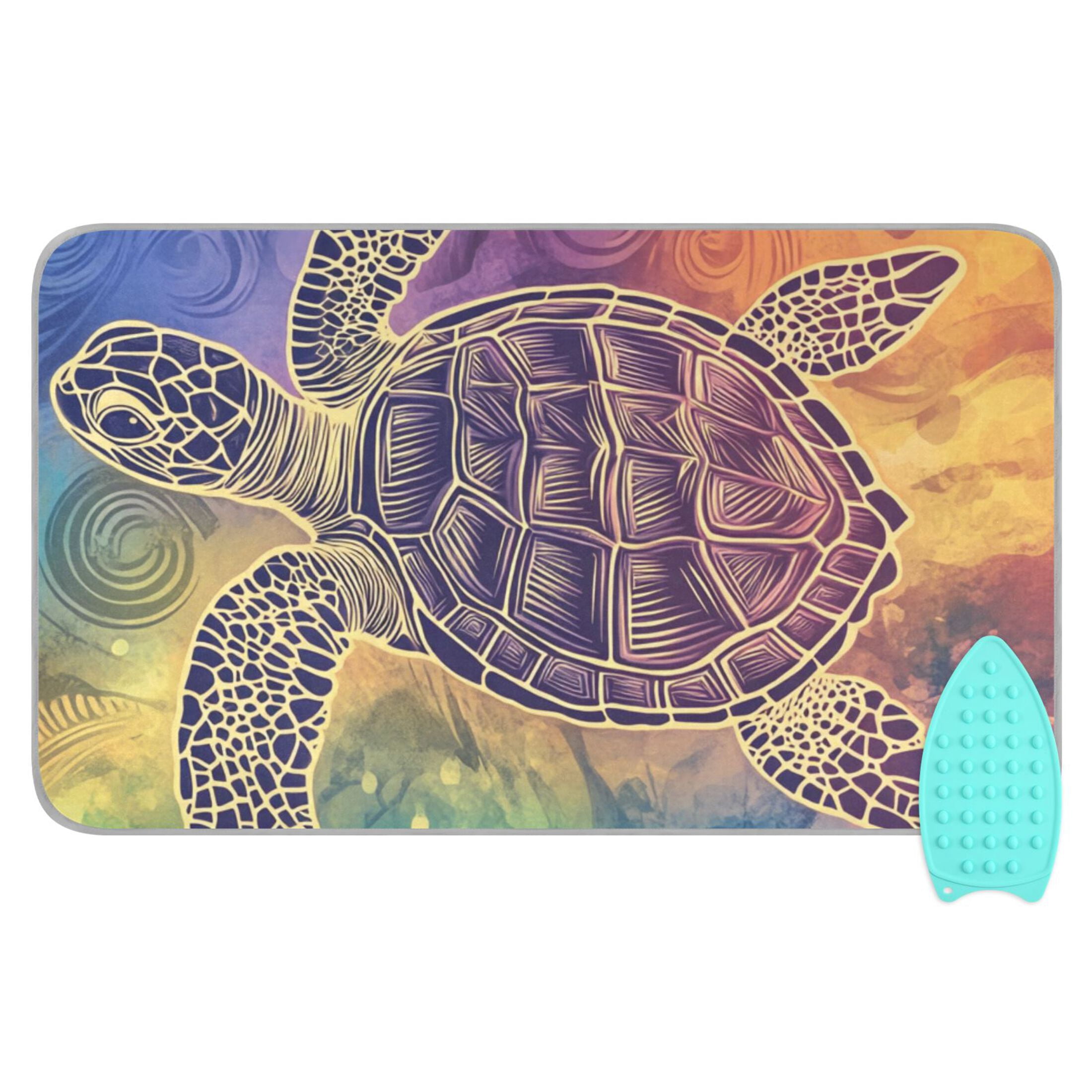 Rainbow Colored Turtle Ironing Mat Blanket Portable Travel Ironing Pad Heat Resistant Pad 47.2" x 27.6”
