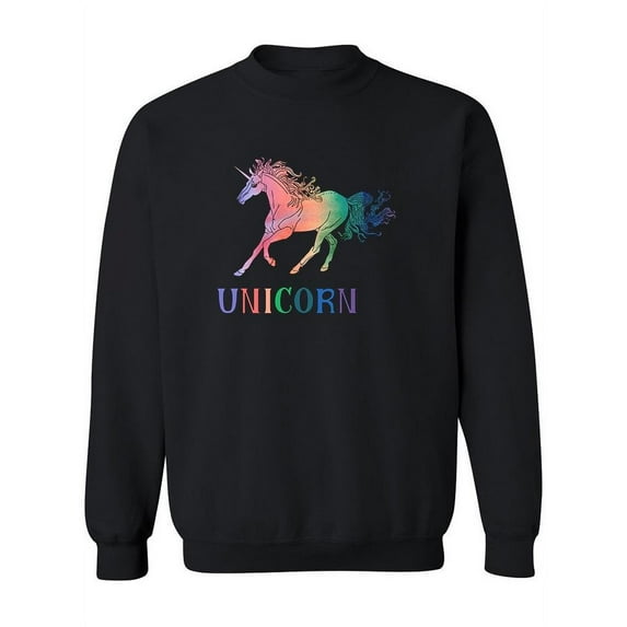 Rainbow Colored Unicorn Sweatshirt Women -Image by Shutterstock, Female 3X-Large