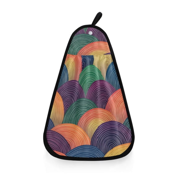 Rainbow Colored Waves Hanging Towel Hand Towel with Hook Dish Cloth for Kitchen Bathroom