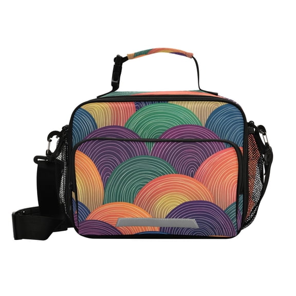 Rainbow Colored Waves Insulated Lunch Bag Portable Cooler Bag Mommy Bag Large Capacity 6L