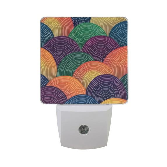 Rainbow Colored Waves LED Night Light with Smart Sensor Plug Into Wall Dusk to Dawn 2 packs