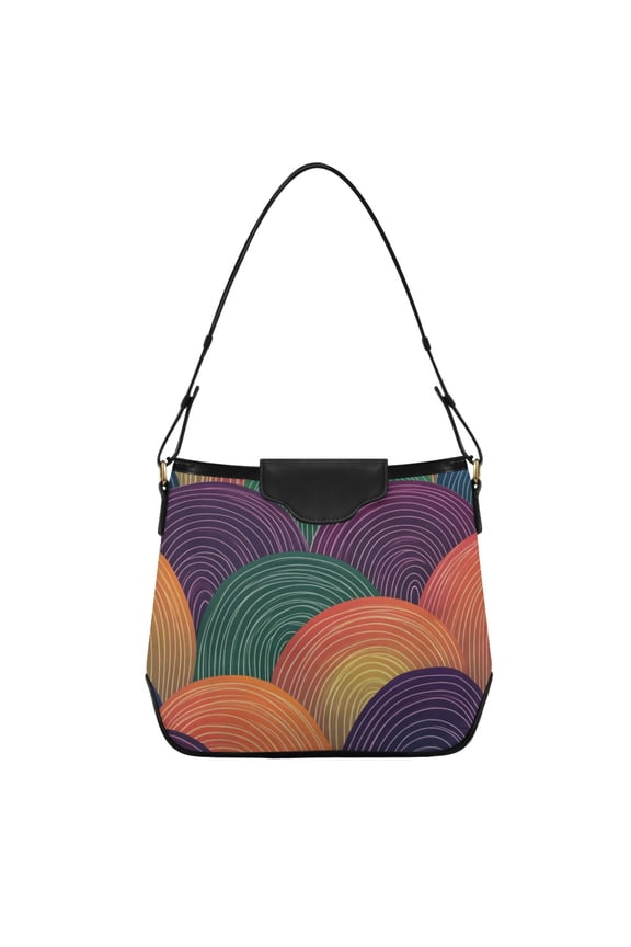 Rainbow Colored Waves Women's Tote Bag Convertible Handbags Hobo Shoulder Bag with Zipper Magnetic Snap