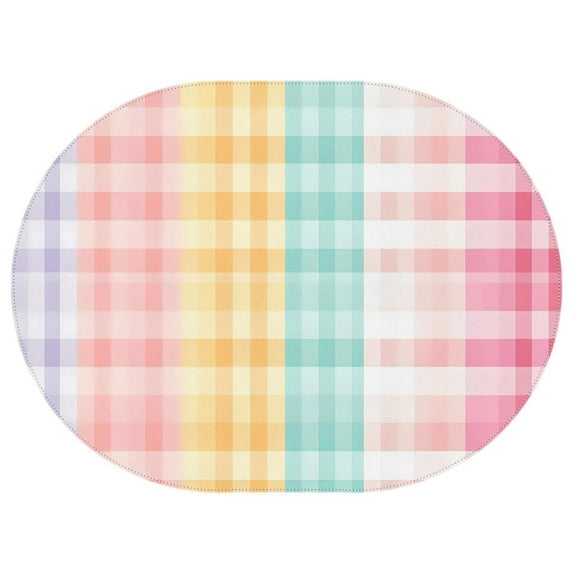 Rainbow Colorful Buffalo Grille Oval Table Cloths 54x72in Polyester Waterproof and Reusable Washable Table Cloths for Dining/Party/Buffet/Wedding