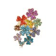 thumbnail image 1 of Rainbow Colorful Clustered Crystal Rhinestone Floral Flower Sized Ring, 1 of 4