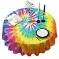 thumbnail image 1 of Rainbow Colorful Round Table Cloth,Wrinkle Free Table Cover with Polyester,Waterproof Reusable Tablecloth for Weeding Birthday Tea Party Decorations (Round,60x60inch), 1 of 6