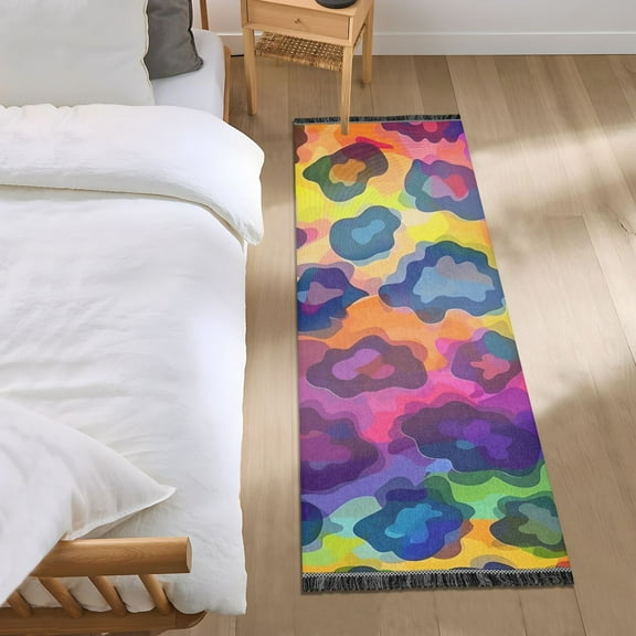 Rainbow Colors Leopard Runner Area Rug 2x6 Soft Non-Slip Washable Bedside Carpet for Hallway Bedroom Living Room Home Decor