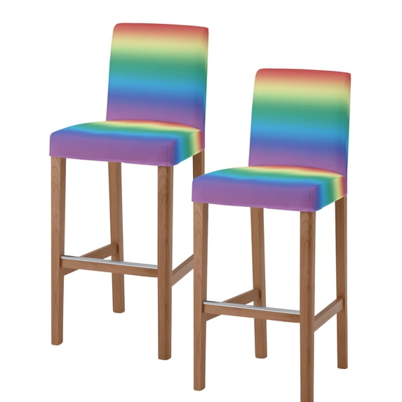 Rainbow Colors Ombre Cream Bar Stool Covers Set of 2, Modern Abstract Art Aesthetics Stretch Bar Chair Covers with Backs, Removable Pub Counter Height Chair Cover for Kitchen Dining Room Cafe