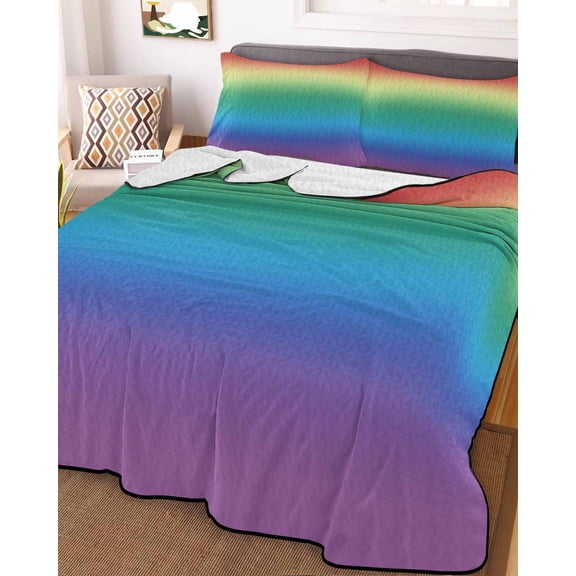 Rainbow Colors Ombre Cream King Size Down Alternative Comforter,Lightweight Comforter Quilt Bedding Set with Pillow Shams Modern Abstract Art Aesthetics Bed Comforter Duvet Insert 96"x106"