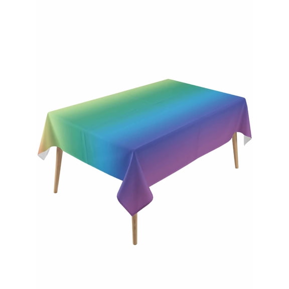 Rainbow Colors Ombre Cream Table Cloth, Modern Abstract Art Aesthetics Waterproof Tablecloth for Rectangle Tables, Reusable Washable Fabric Table Cover for Restaurant Kitchen Dining Tables 60"x120"