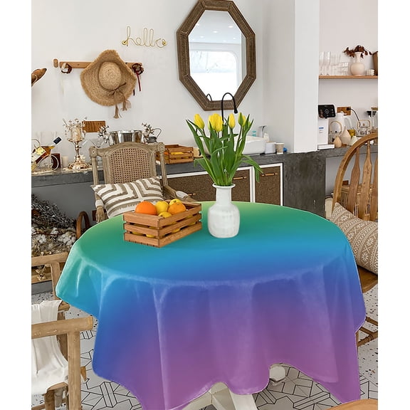 Rainbow Colors Ombre Cream Tablecloth Square Table Cloth 54x54, Waterproof Tablecloth Outdoor Table Cloth, Modern Abstract Art Aesthetics Washable Table Cover for Kitchen Dining Party
