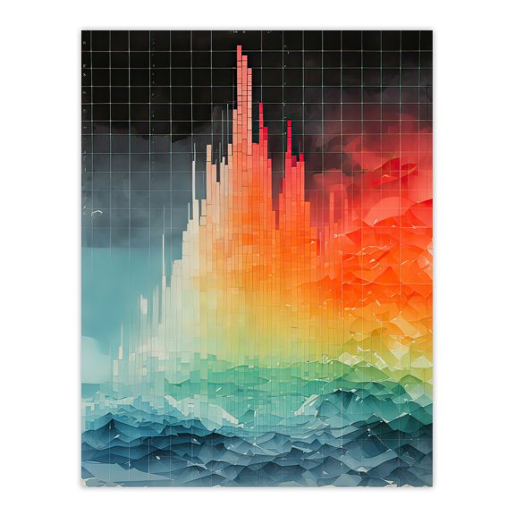 Rainbow Colour Forest Trees Vibrant Artwork Mountain Landscape with River Stream Unframed Wall Art Print Poster Home Decor Premium