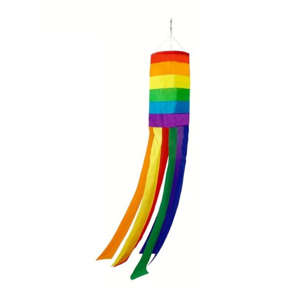Rainbow Column Windsock Flag Fly in Breeze Outdoor Hanging Colorful LGBT+ Parade Garden Decorative Flag with Rainbow